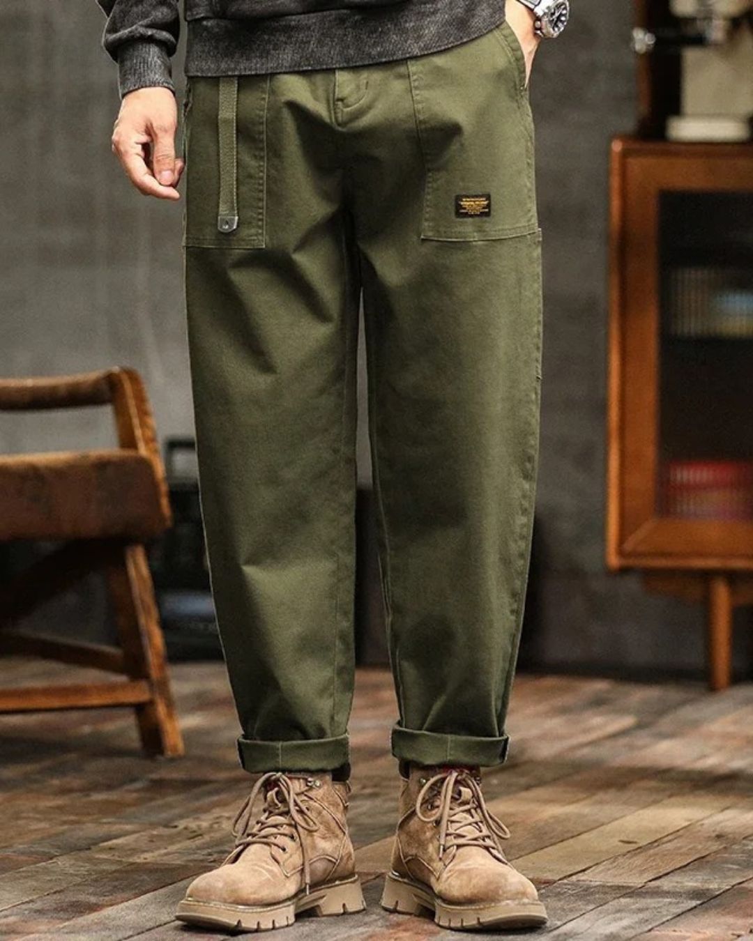 Men's Cargo Work Trousers | Cuffed Hem