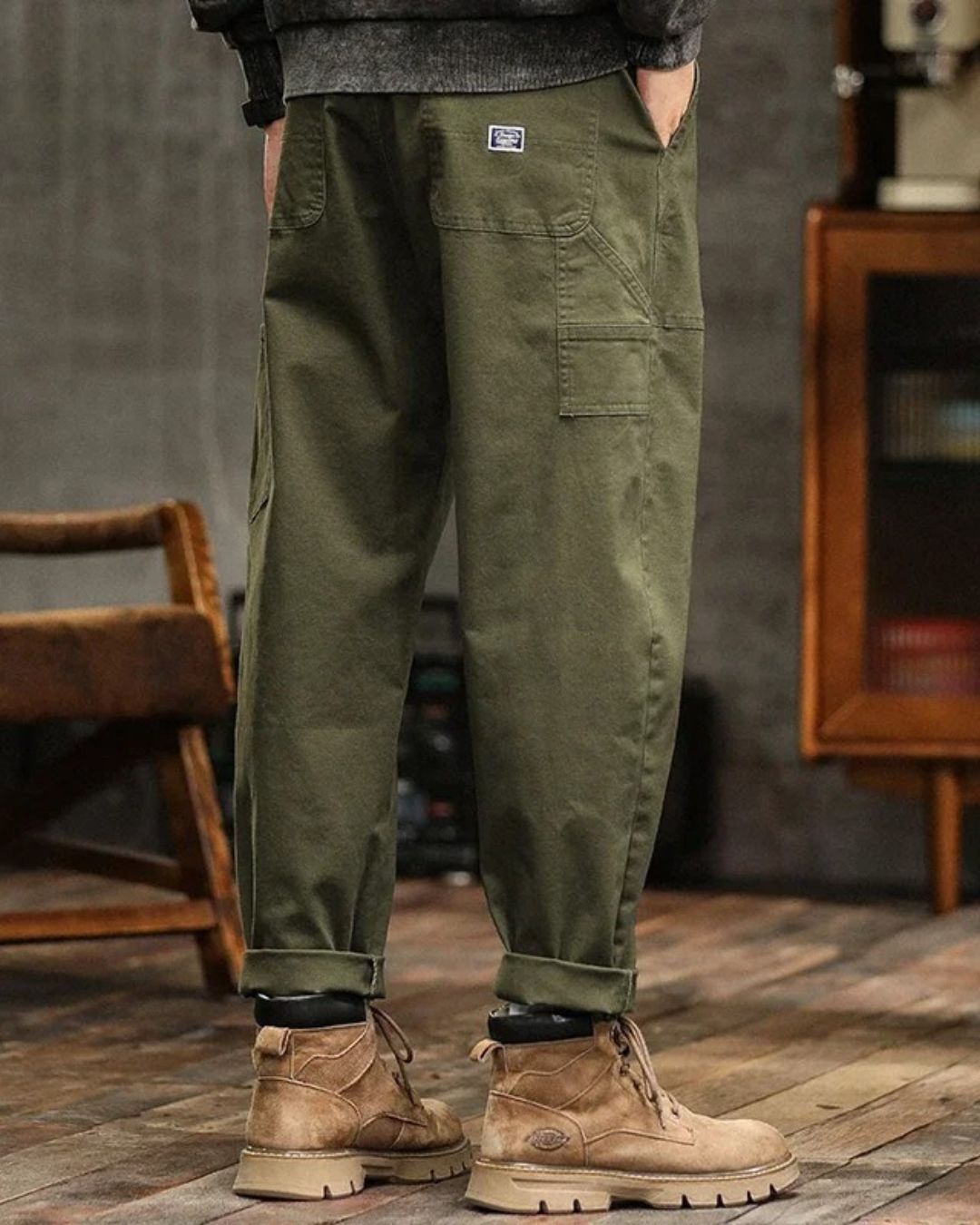 Men's Cargo Work Trousers | Cuffed Hem