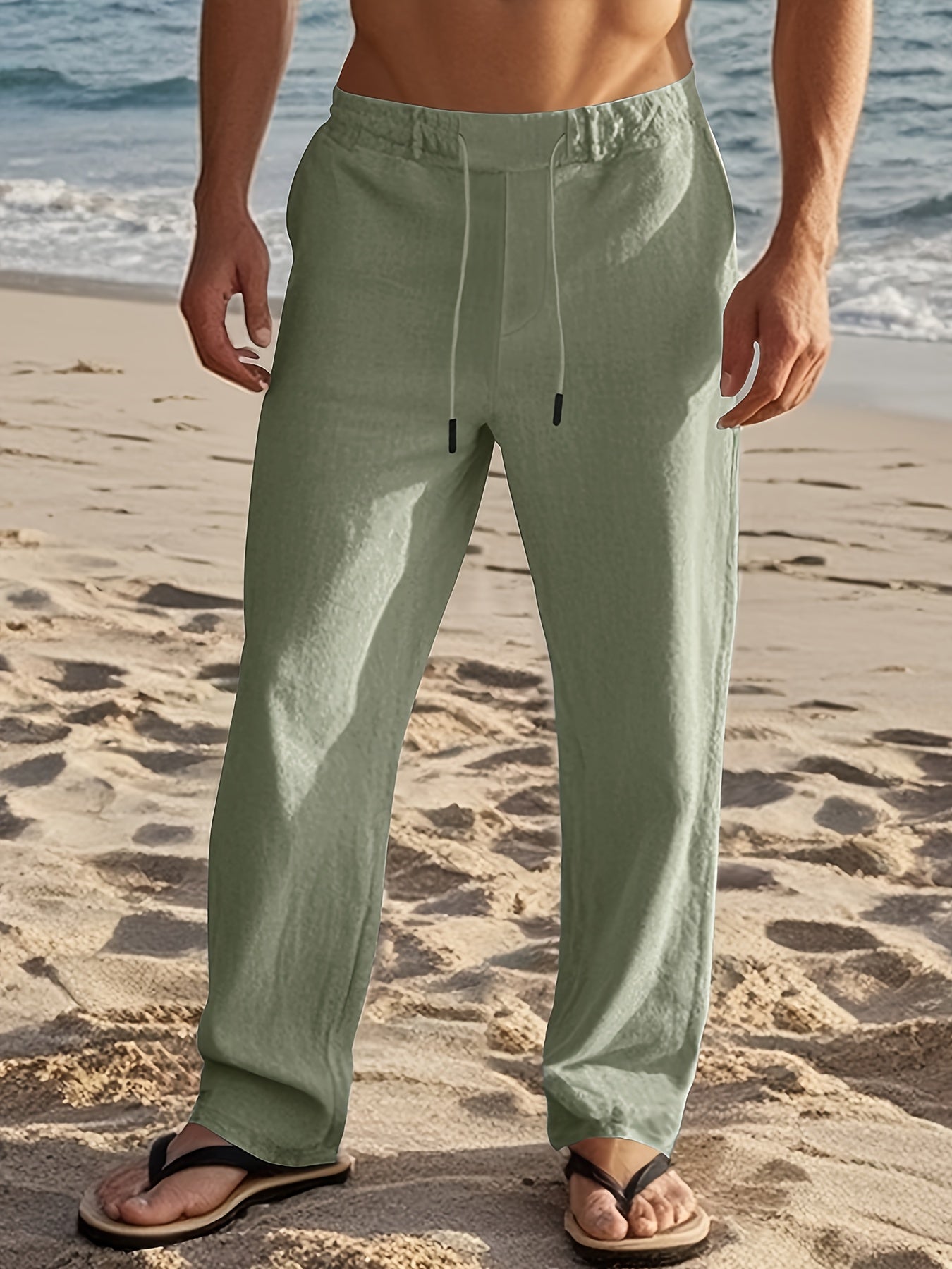 Men's Beach Drawstring Trousers | Wide Leg