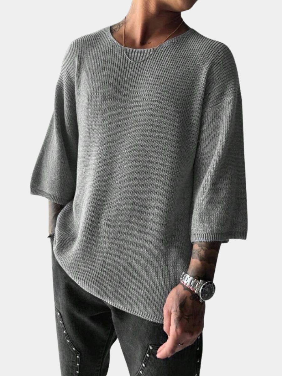 Men's Knitted Crew Neck Jumper | Short Sleeve