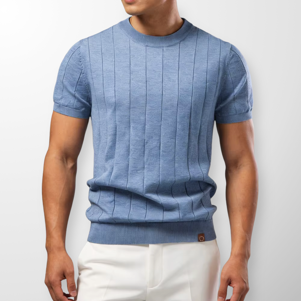 Men's Ribbed Knit T- T-Shirt | Short Sleeve