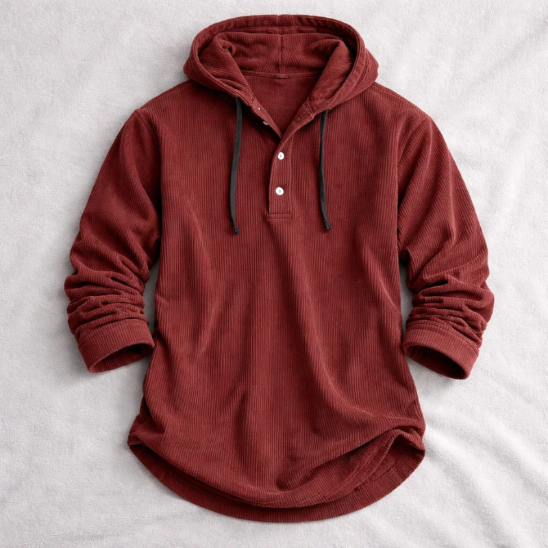 Men's Henley Hoodie | Long Sleeve