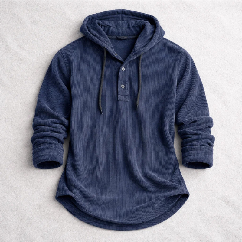 Men's Henley Hoodie | Long Sleeve
