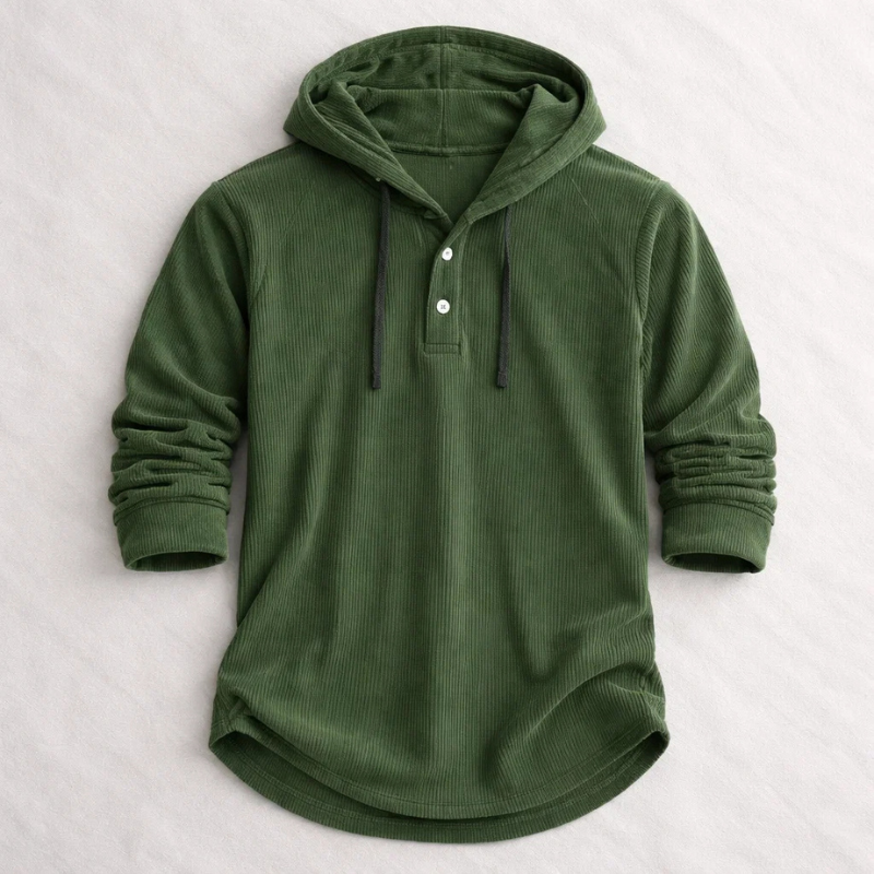 Men's Henley Hoodie | Long Sleeve