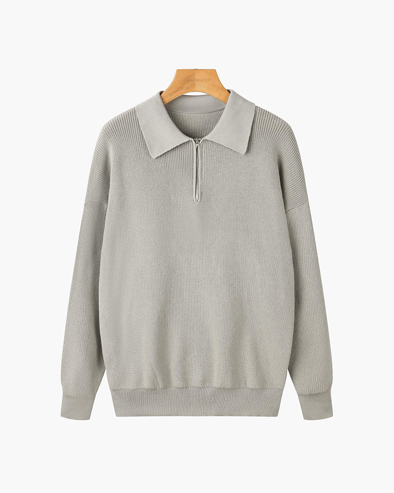 Men's Ribbed Quarter Zip Jumper | Long Sleeve