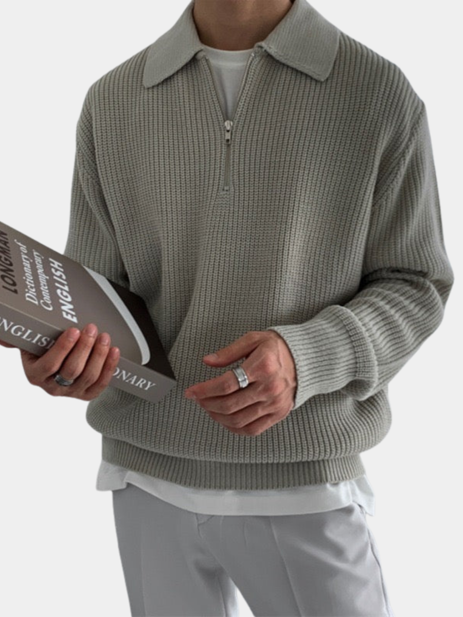 Men's Ribbed Quarter Zip Jumper | Long Sleeve