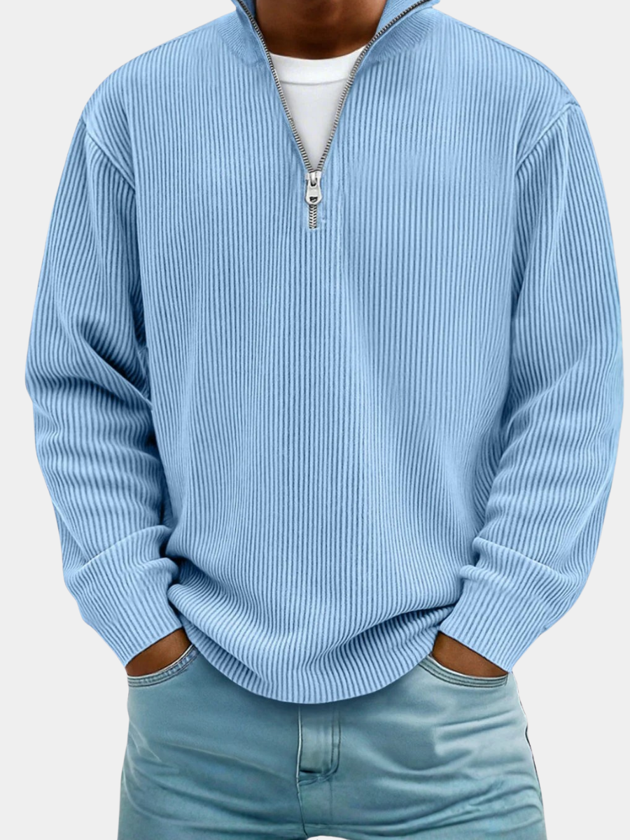 Men's Ribbed Half-Zip Jumper | Funnel Neck