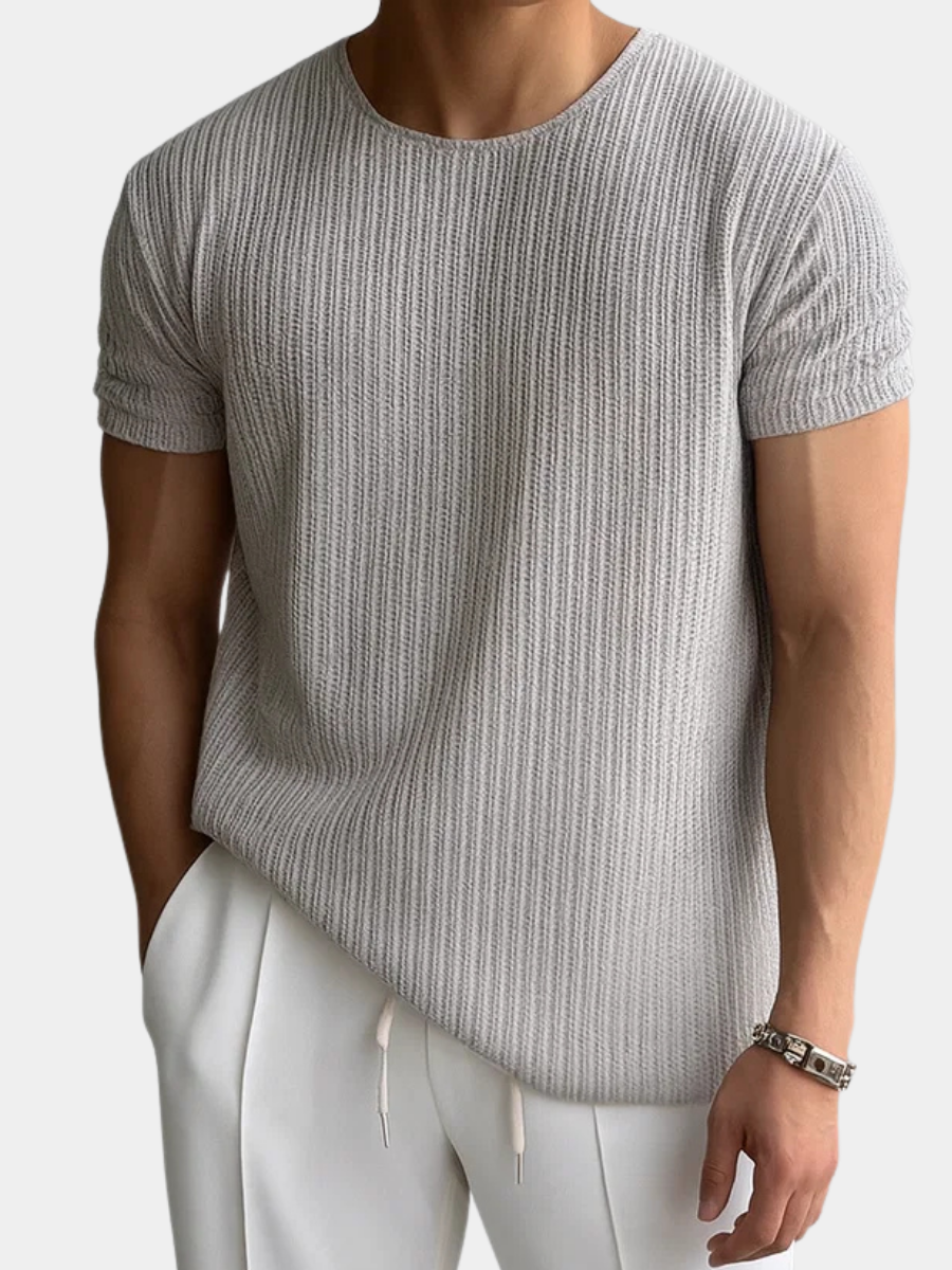 Men's Ribbed Crew Neck T- T-Shirt | Short Sleeve