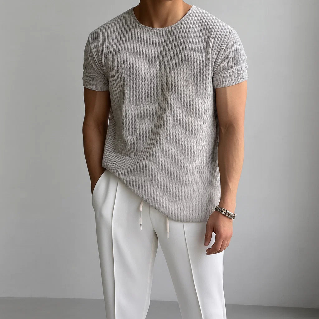Men's Ribbed Crew Neck T- T-Shirt | Short Sleeve