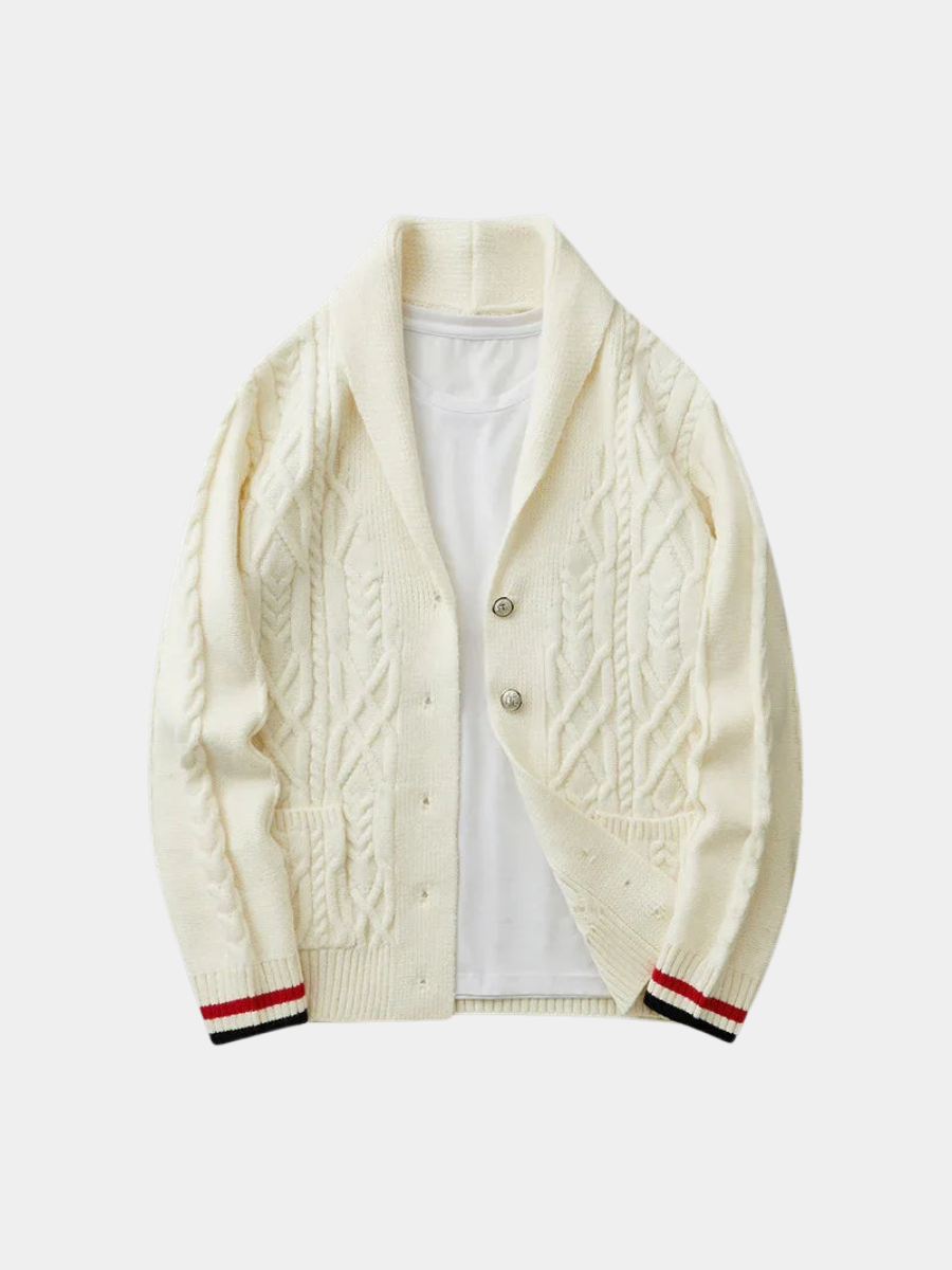 Men's Cable Knit Cardigan | Shawl Collar