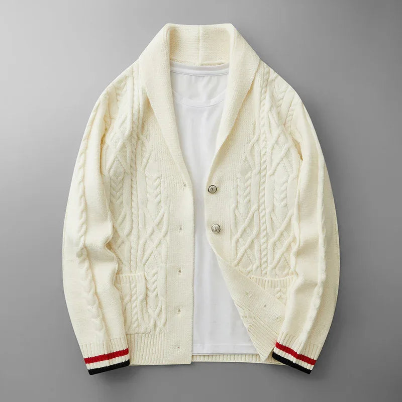 Men's Cable Knit Cardigan | Shawl Collar