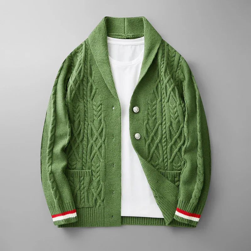 Men's Cable Knit Cardigan | Shawl Collar