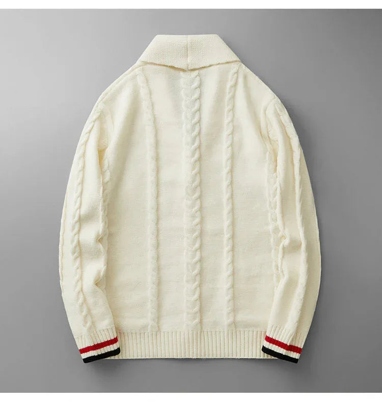 Men's Cable Knit Cardigan | Shawl Collar