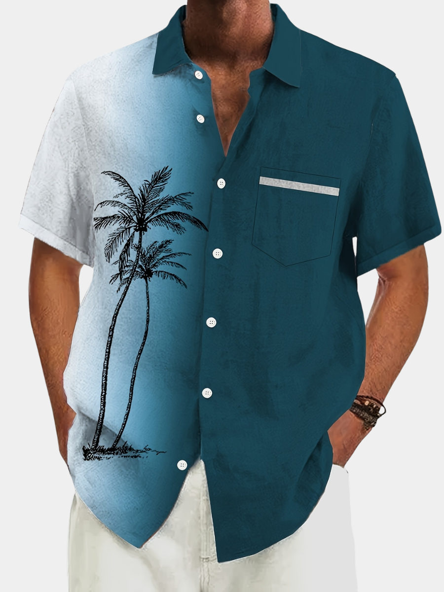 Men's Palm Print Hawaiian Shirt | Short Sleeve