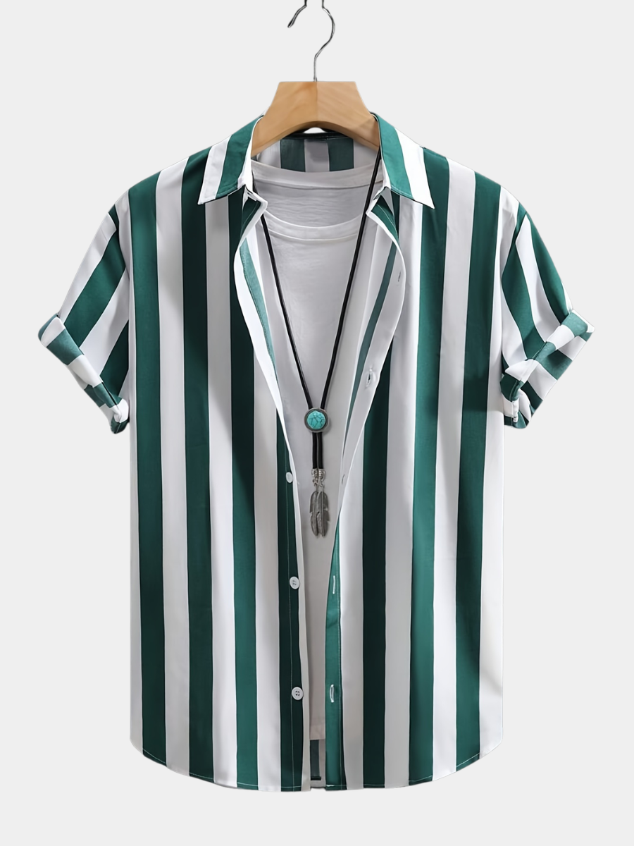 Men's Vertical Striped Shirt | Short Sleeve