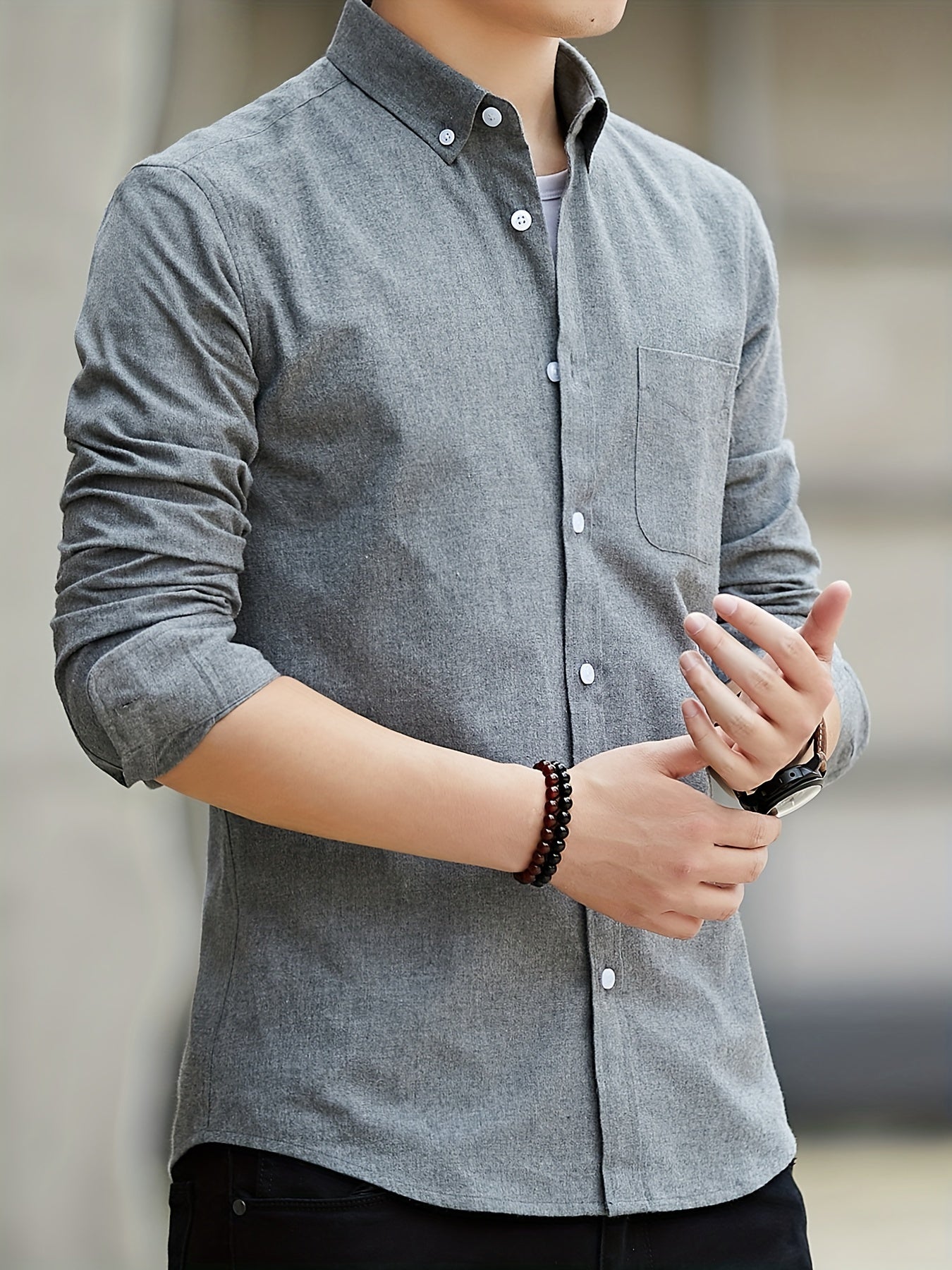 Men's Long Sleeve Oxford Shirt | Slim Fit