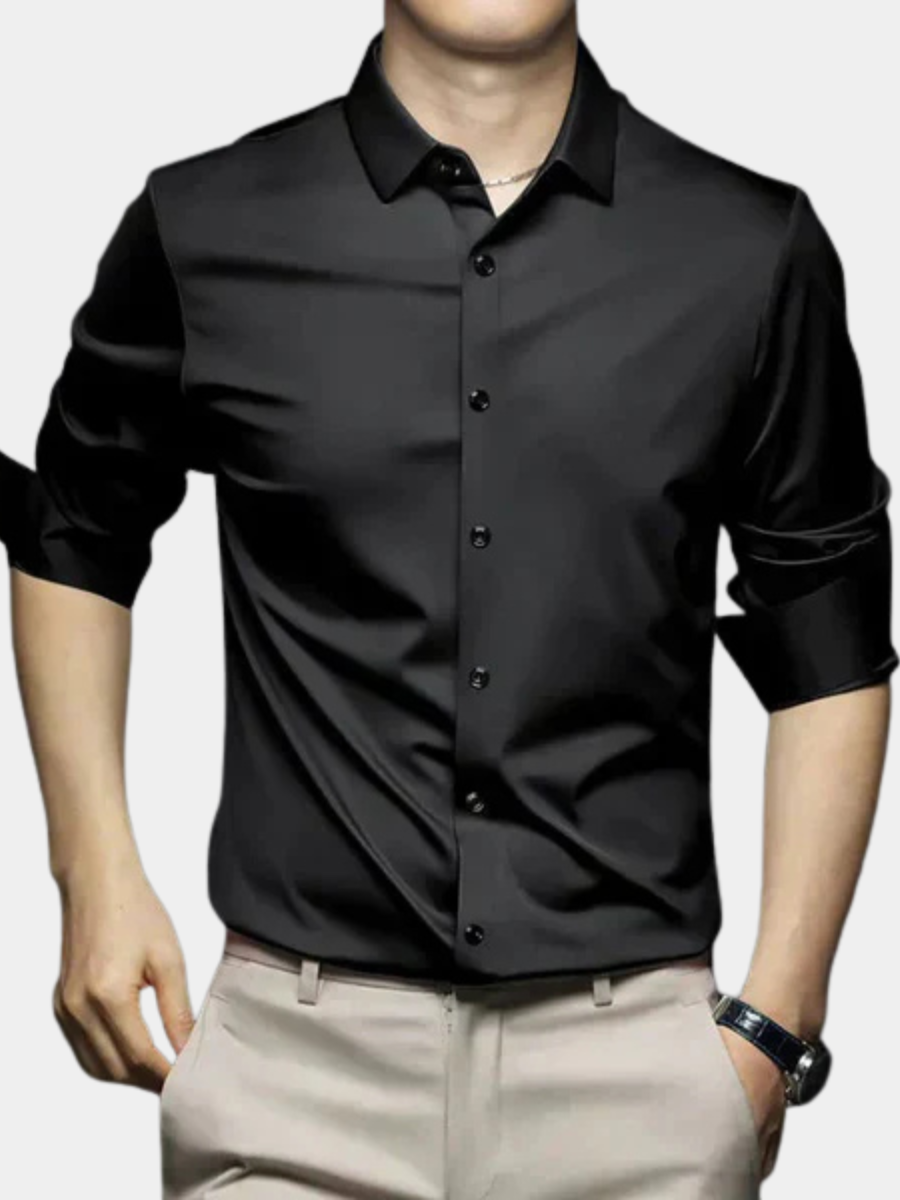 Men's Long Sleeve Oxford Shirt | Grandad Collar