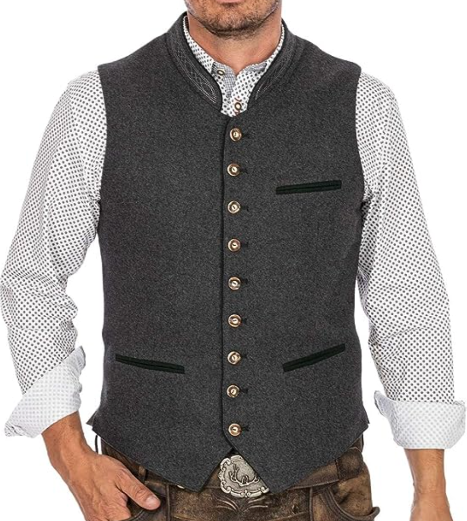 Men's Stand Collar Waistcoat | Button Up