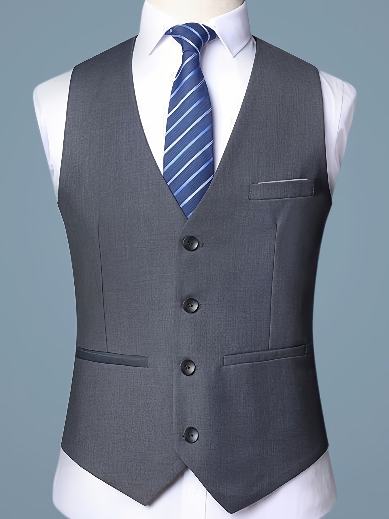 Men's V-Neck Waistcoat Suit | Single Breasted