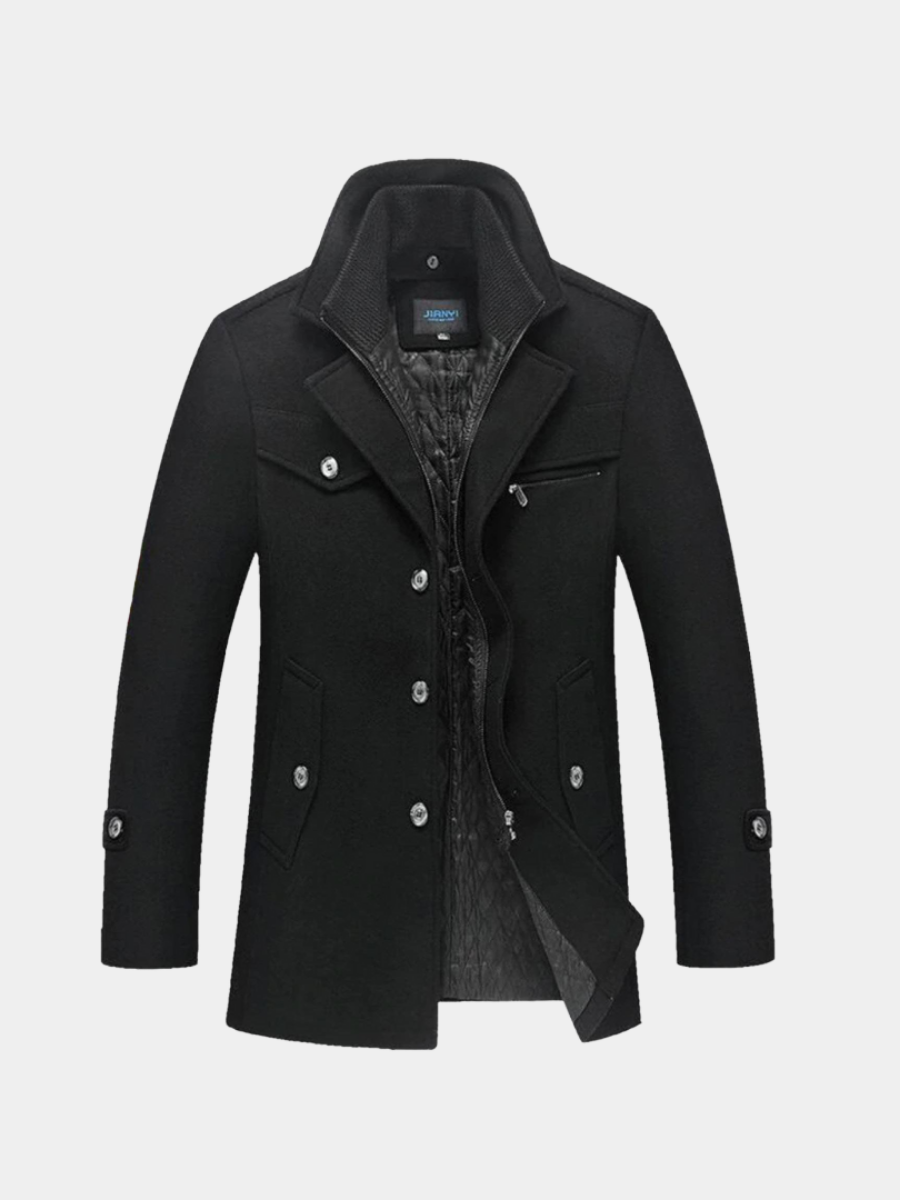 Men's Funnel Neck Coat | Mid Length