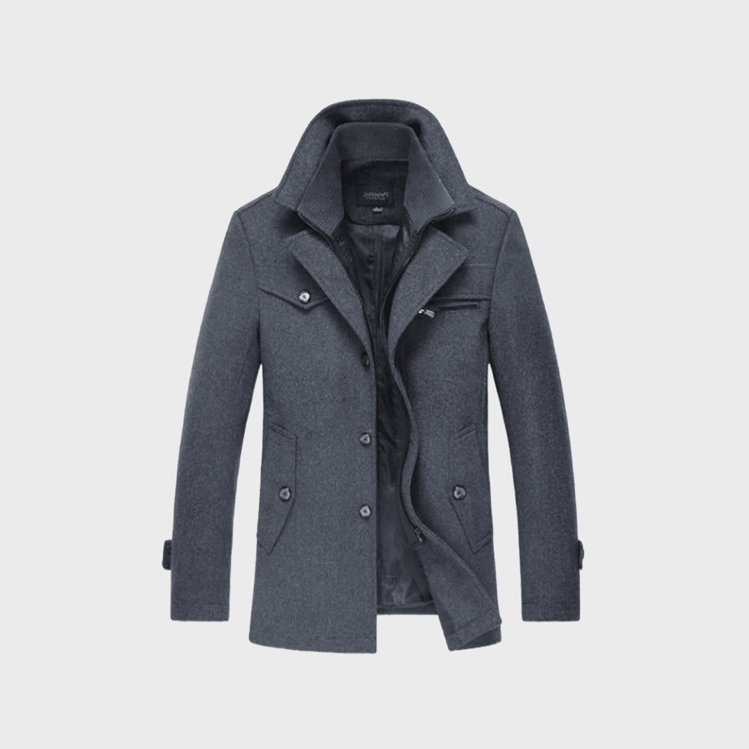 Men's Funnel Neck Coat | Mid Length