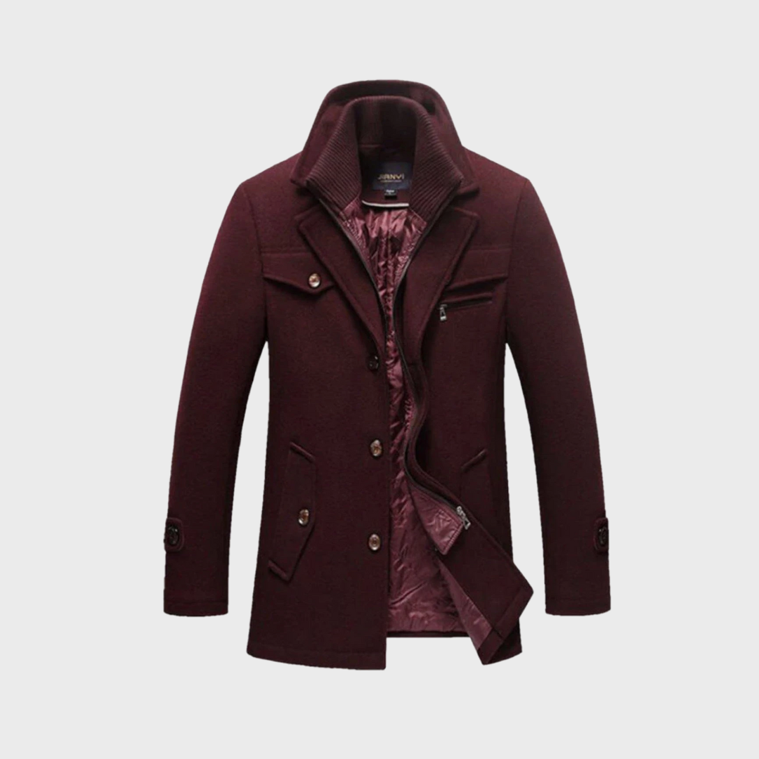 Men's Funnel Neck Coat | Mid Length