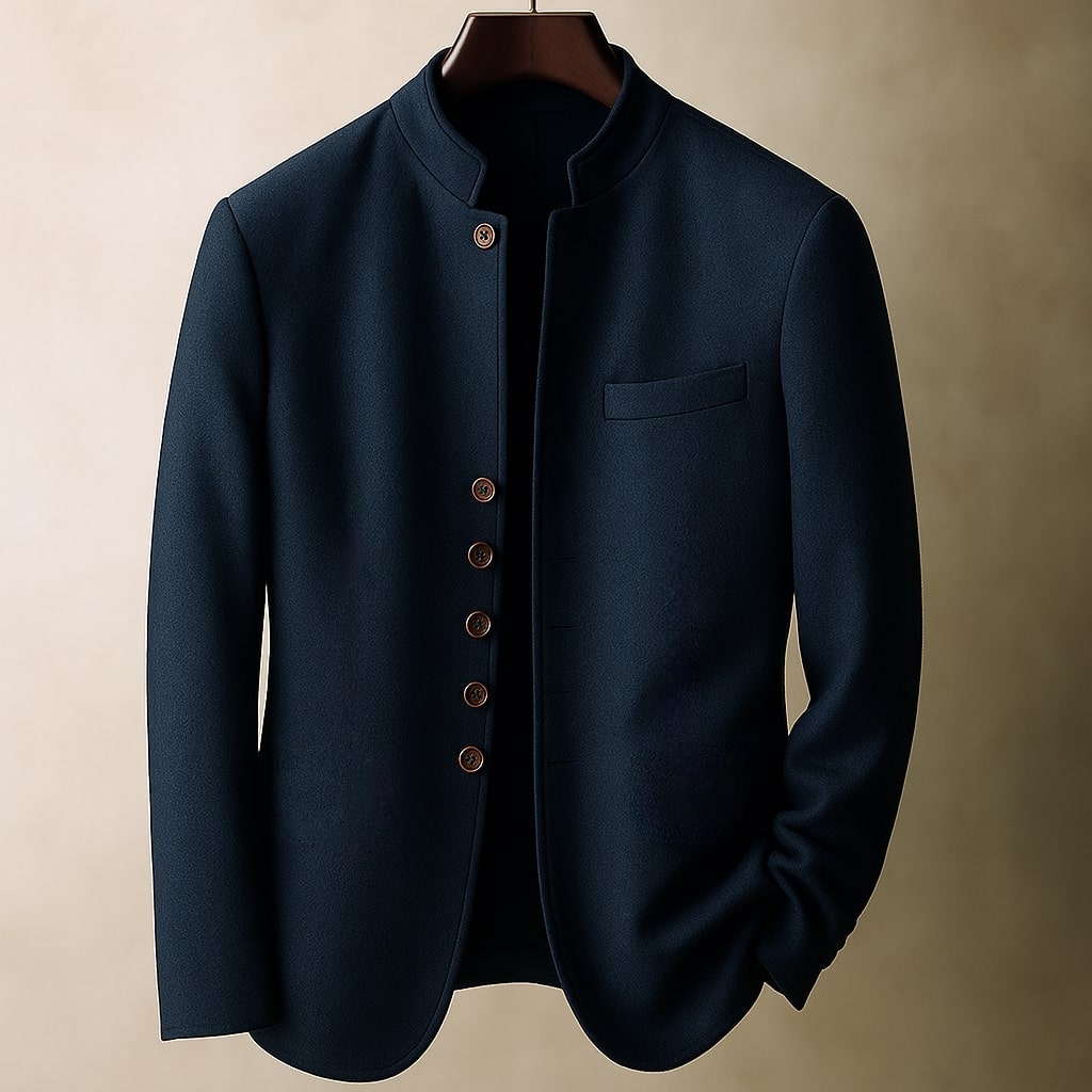 Men's Stand Collar Button Jacket | Slim Fit
