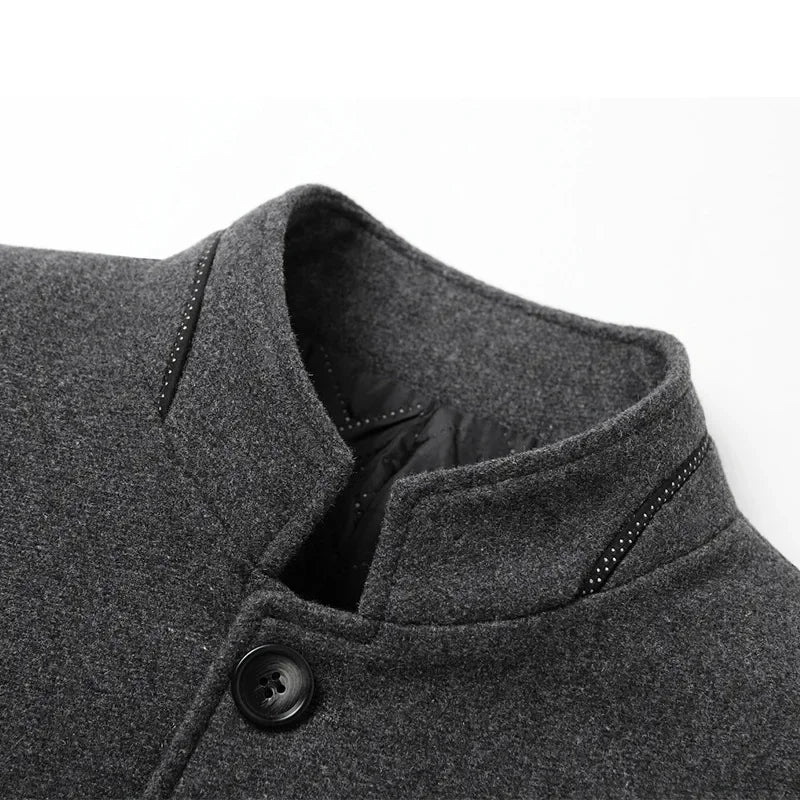 Men's Stand Collar Jacket | Single Breasted