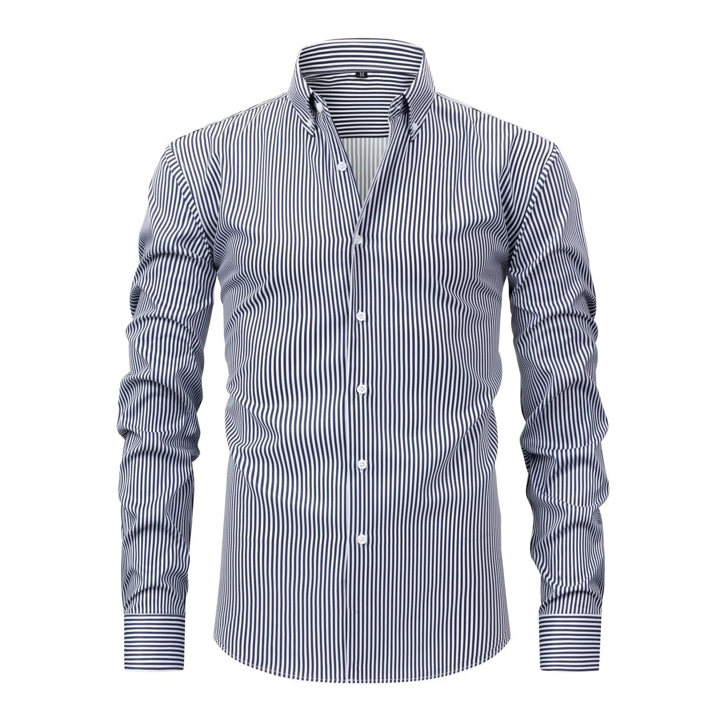 Men's Striped Long Sleeve Shirt | Button Down Collar