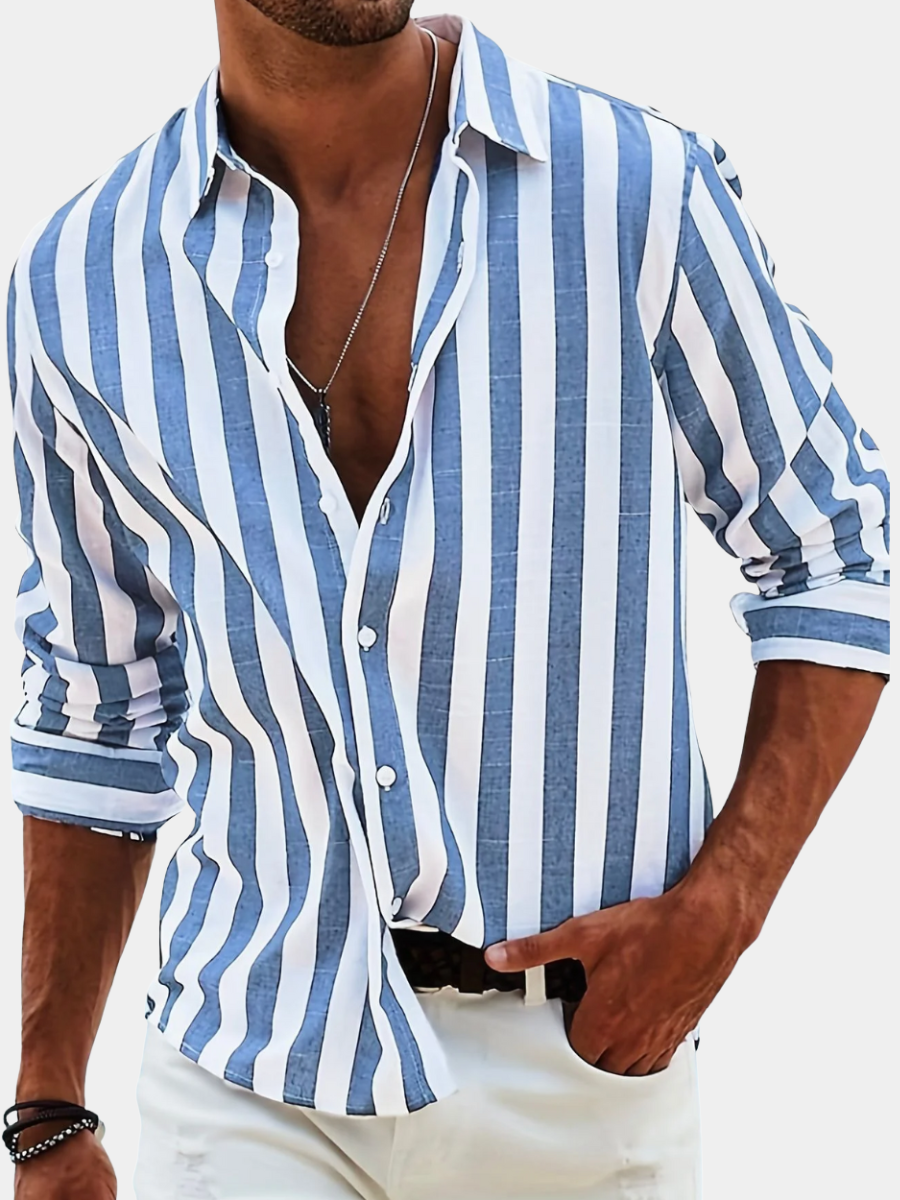 Men's Vertical Stripe Shirt | Spread Collar