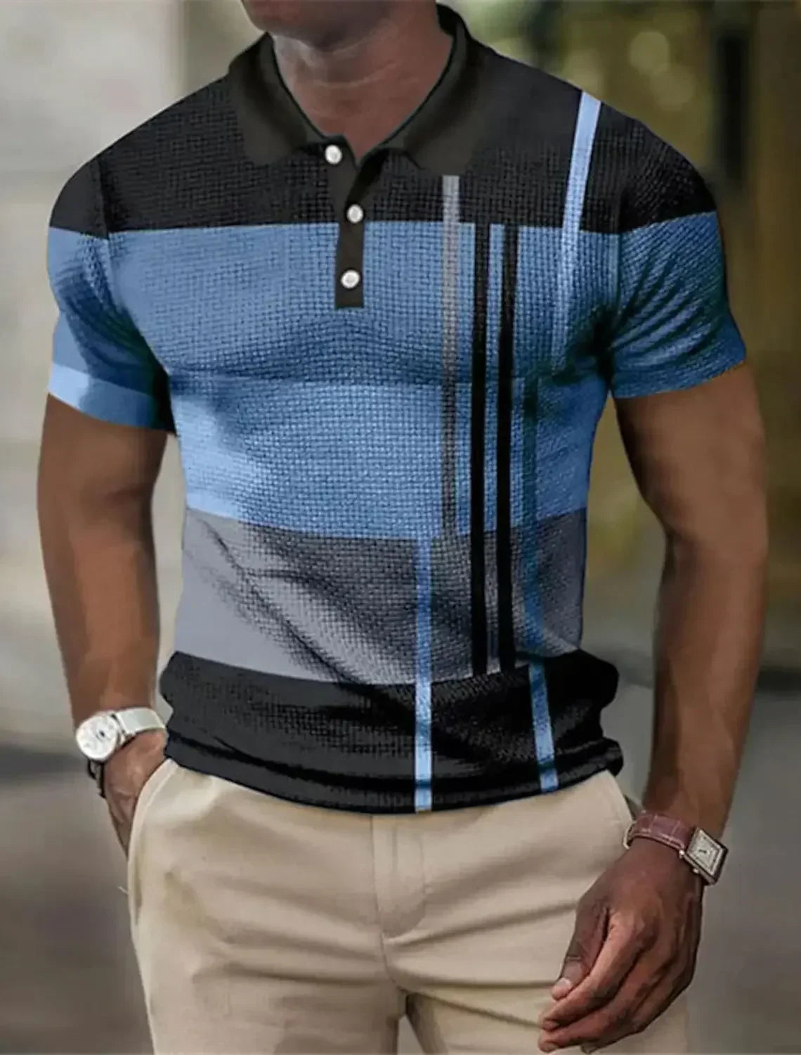 Men's Striped Polo Shirt | Pique Knit