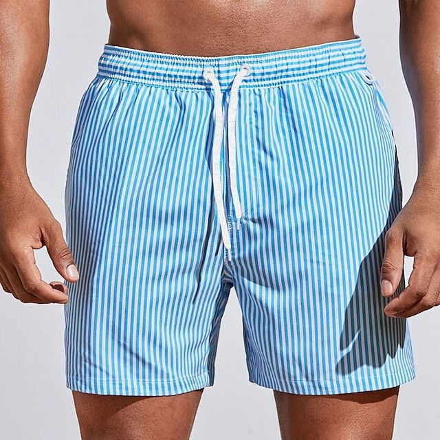 Men's Striped Swim Shorts | Short Length