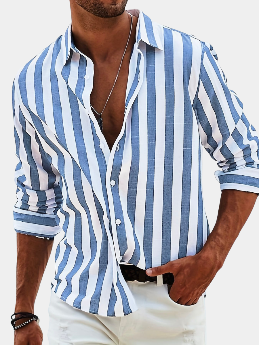 Men's Vertical Striped Shirt | Long Sleeve