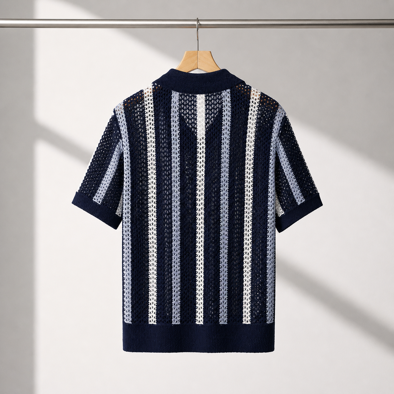 Men's Striped Knit Polo Shirt | Short Sleeve