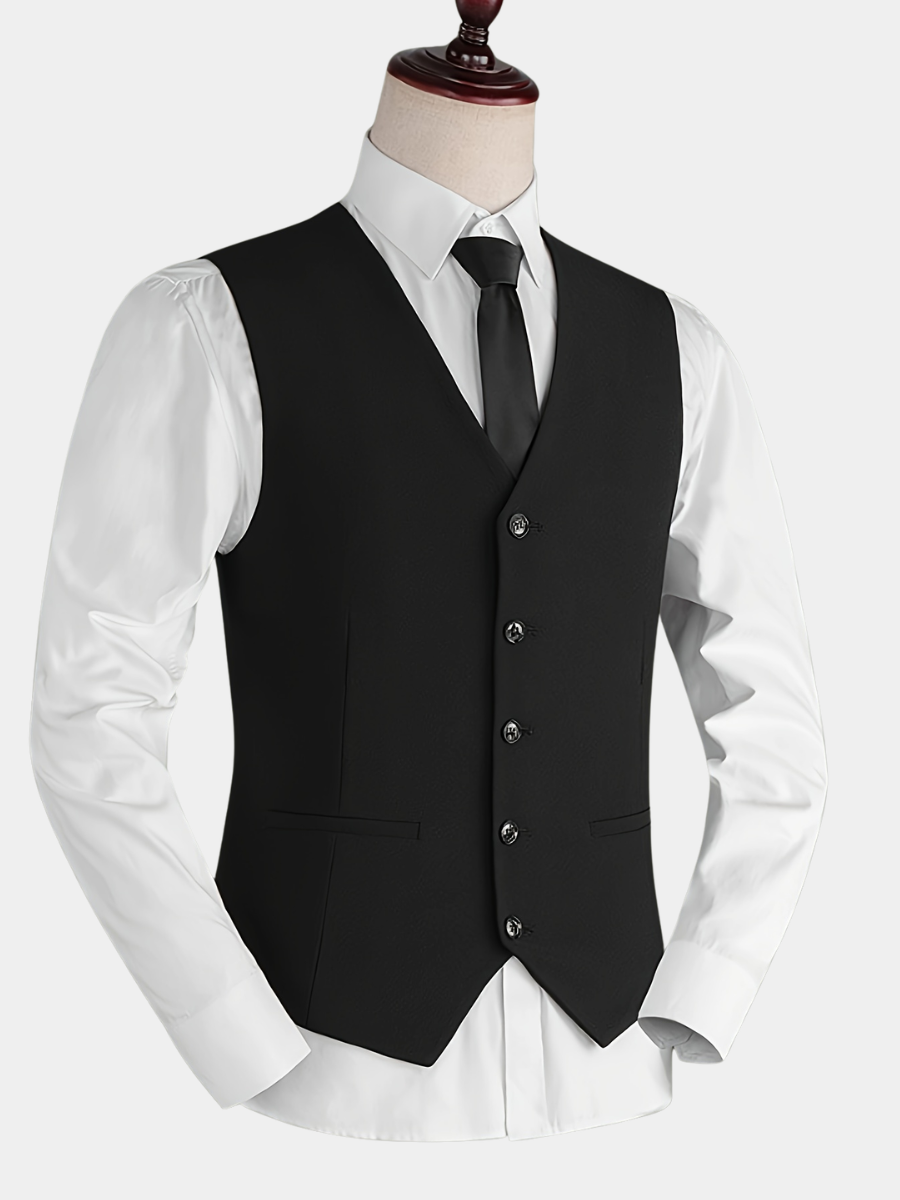 Men's V-Neck Waistcoat Suit | 5 Button
