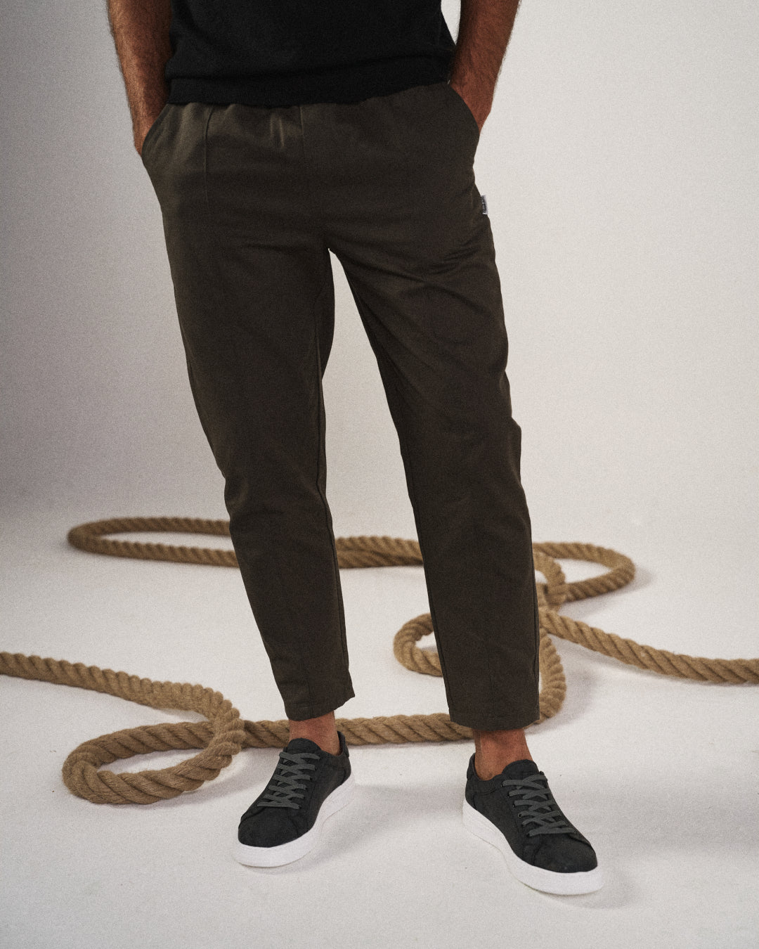 Men's Tapered Cuffed Trousers | Drawstring Waist