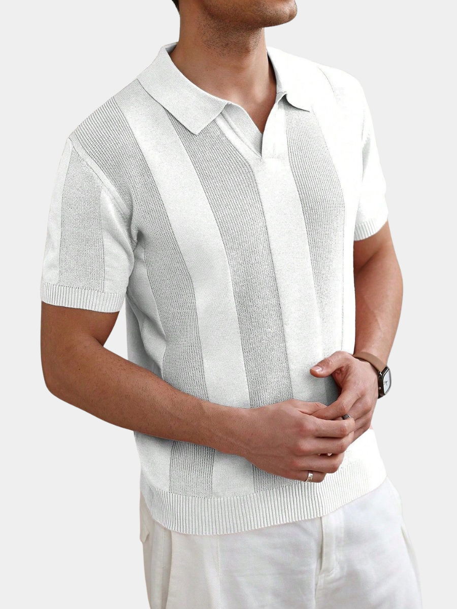 Men's Striped Knitted Polo | Short Sleeve
