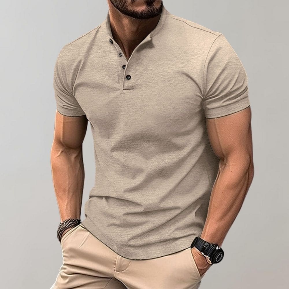 Men's Grandad Collar Polo | Short Sleeve