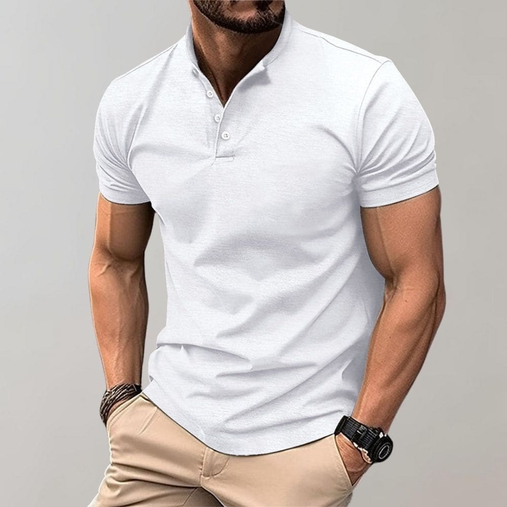 Men's Grandad Collar Polo | Short Sleeve