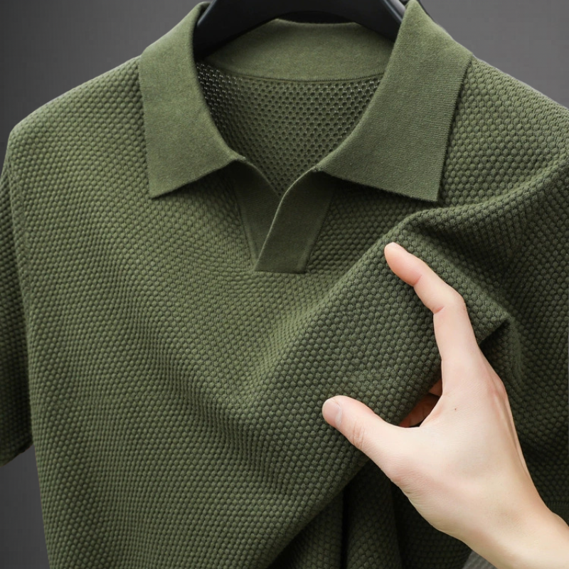 Men's Open Collar Knitted Polo | Short Sleeve