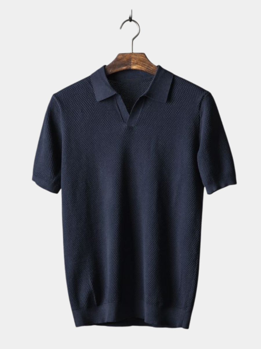 Men's Open Collar Knitted Polo | Short Sleeve
