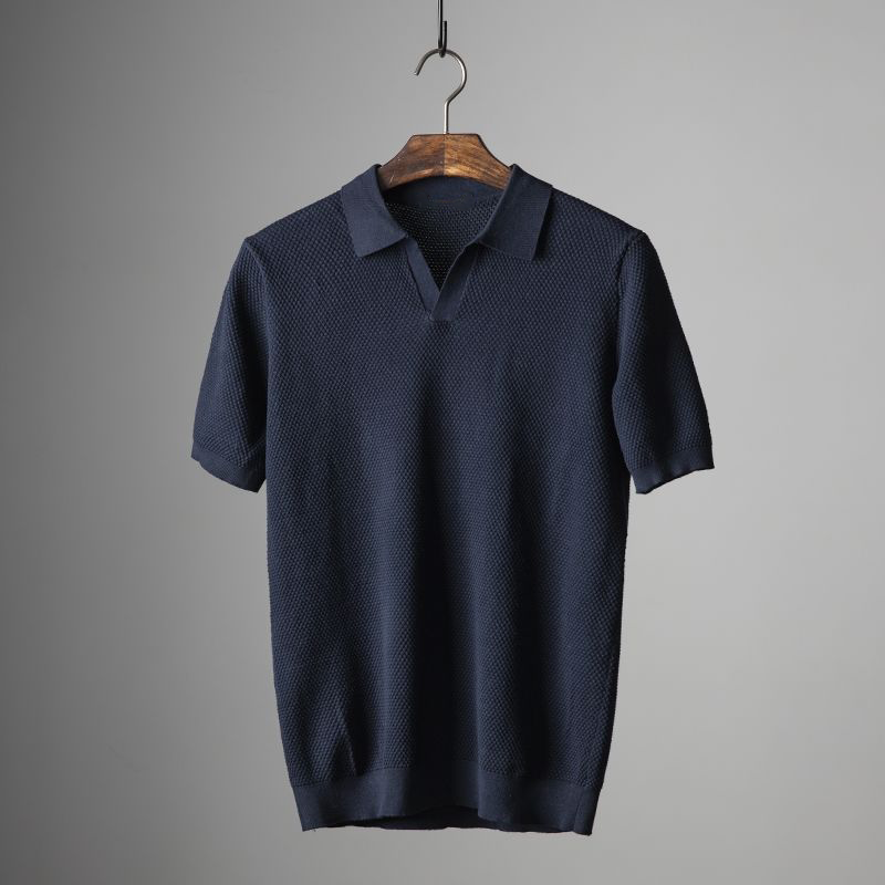 Men's Open Collar Knitted Polo | Short Sleeve