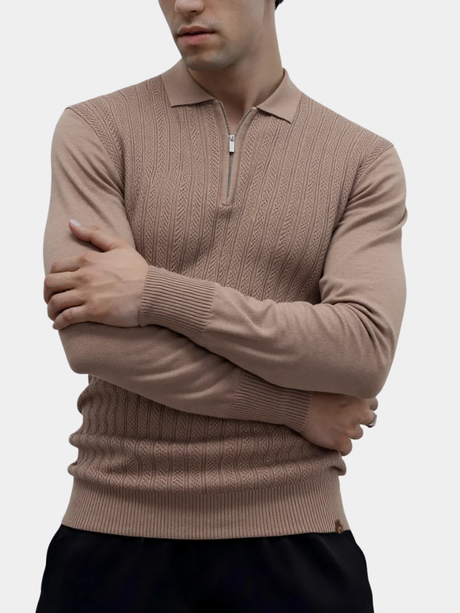 Men's Long Sleeve Polo Shirt | Quarter Zip