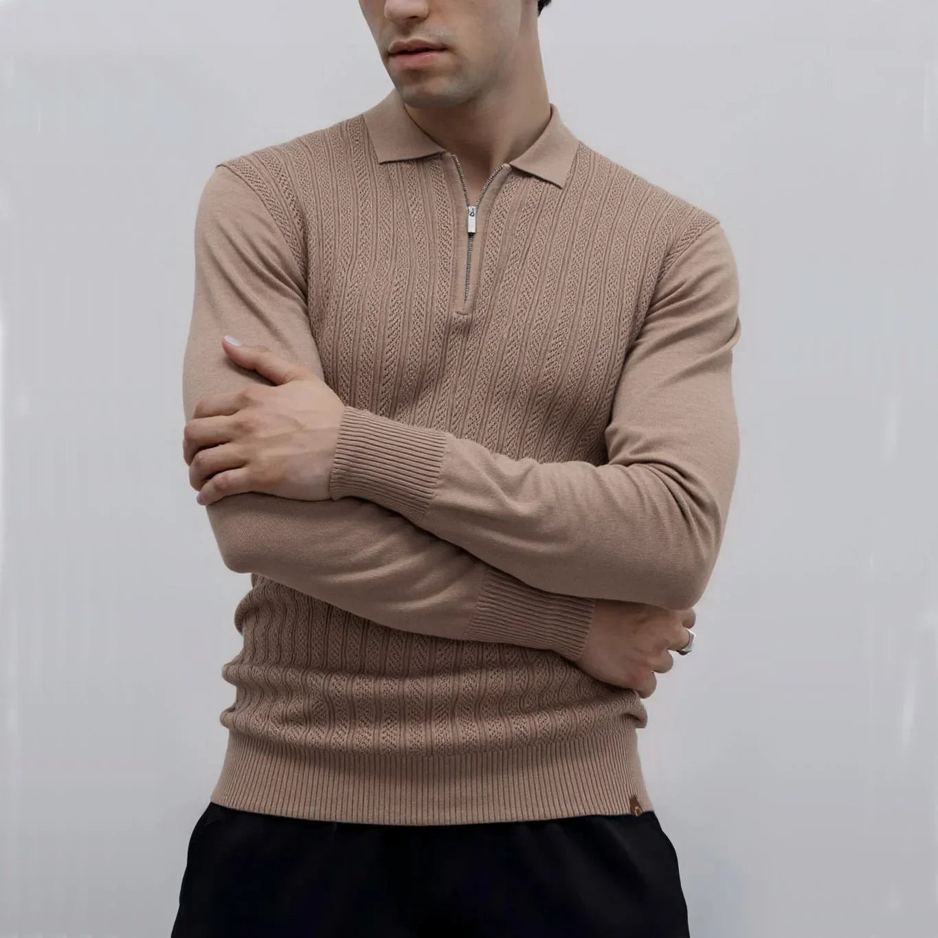 Men's Long Sleeve Polo Shirt | Quarter Zip