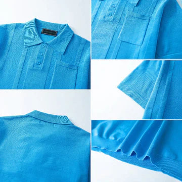 Men's Textured Stripe Polo Shirt | Short Sleeve
