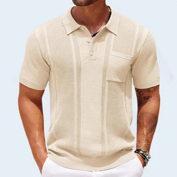Men's Textured Stripe Polo Shirt | Short Sleeve