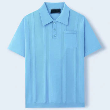 Men's Textured Stripe Polo Shirt | Short Sleeve