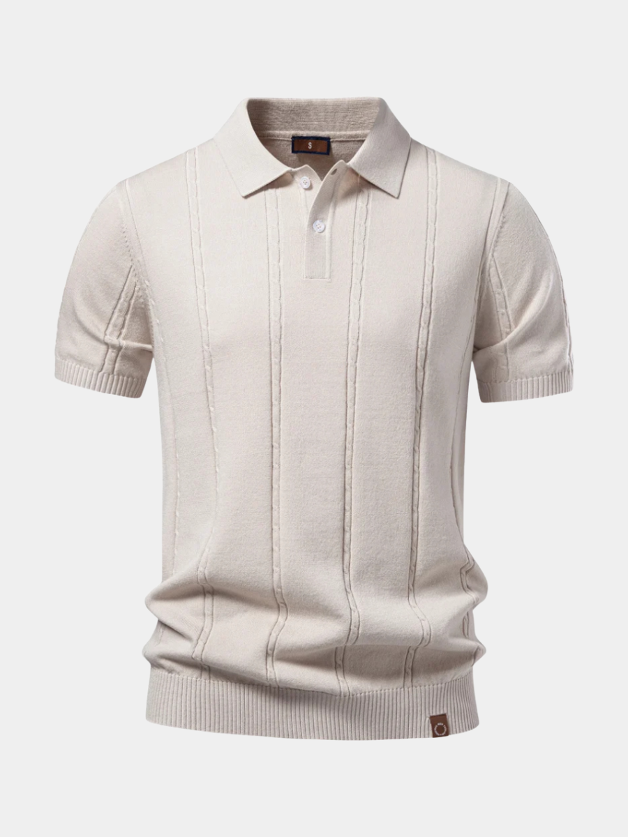 Men's Textured Knit Polo Shirt | Short Sleeve