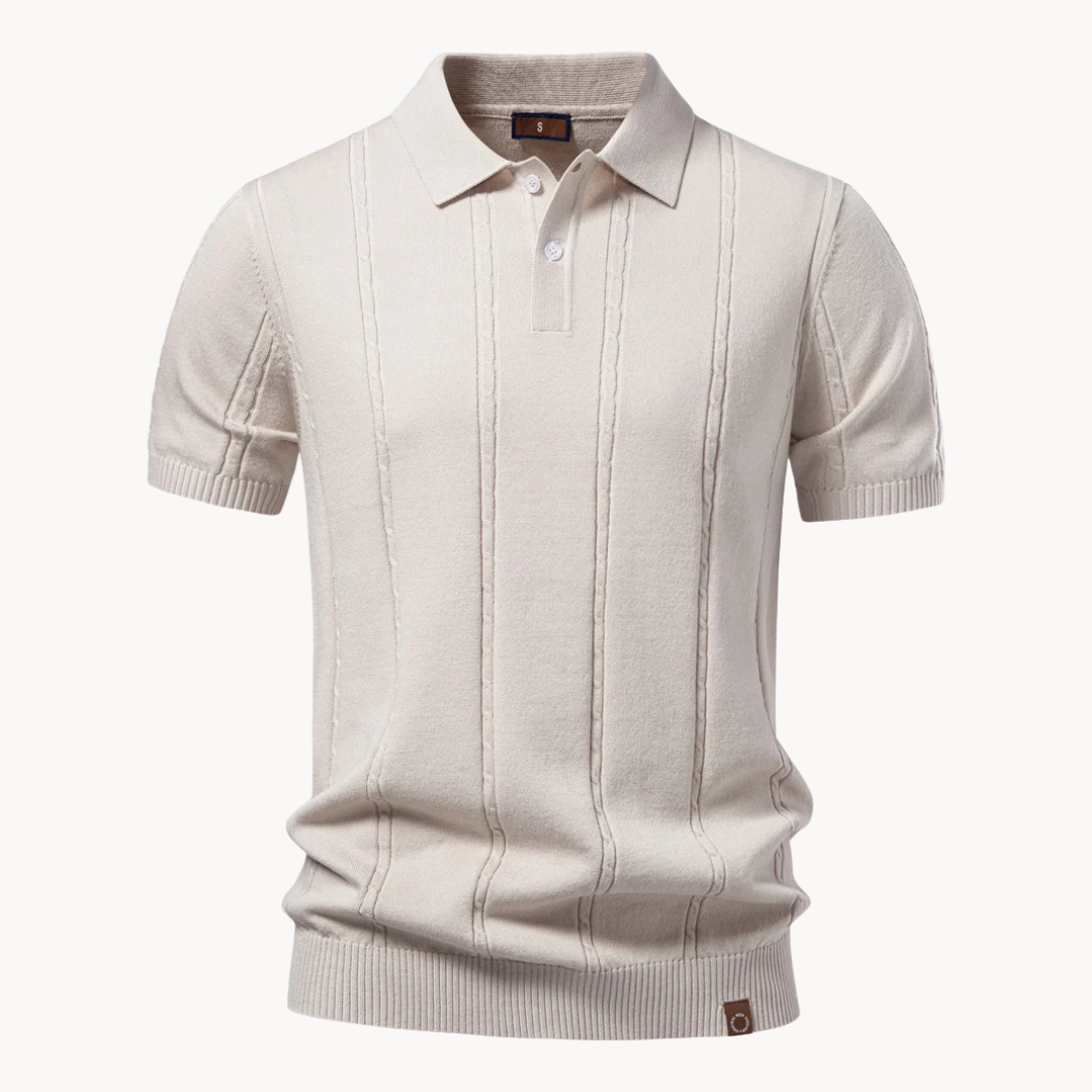 Men's Textured Knit Polo Shirt | Short Sleeve