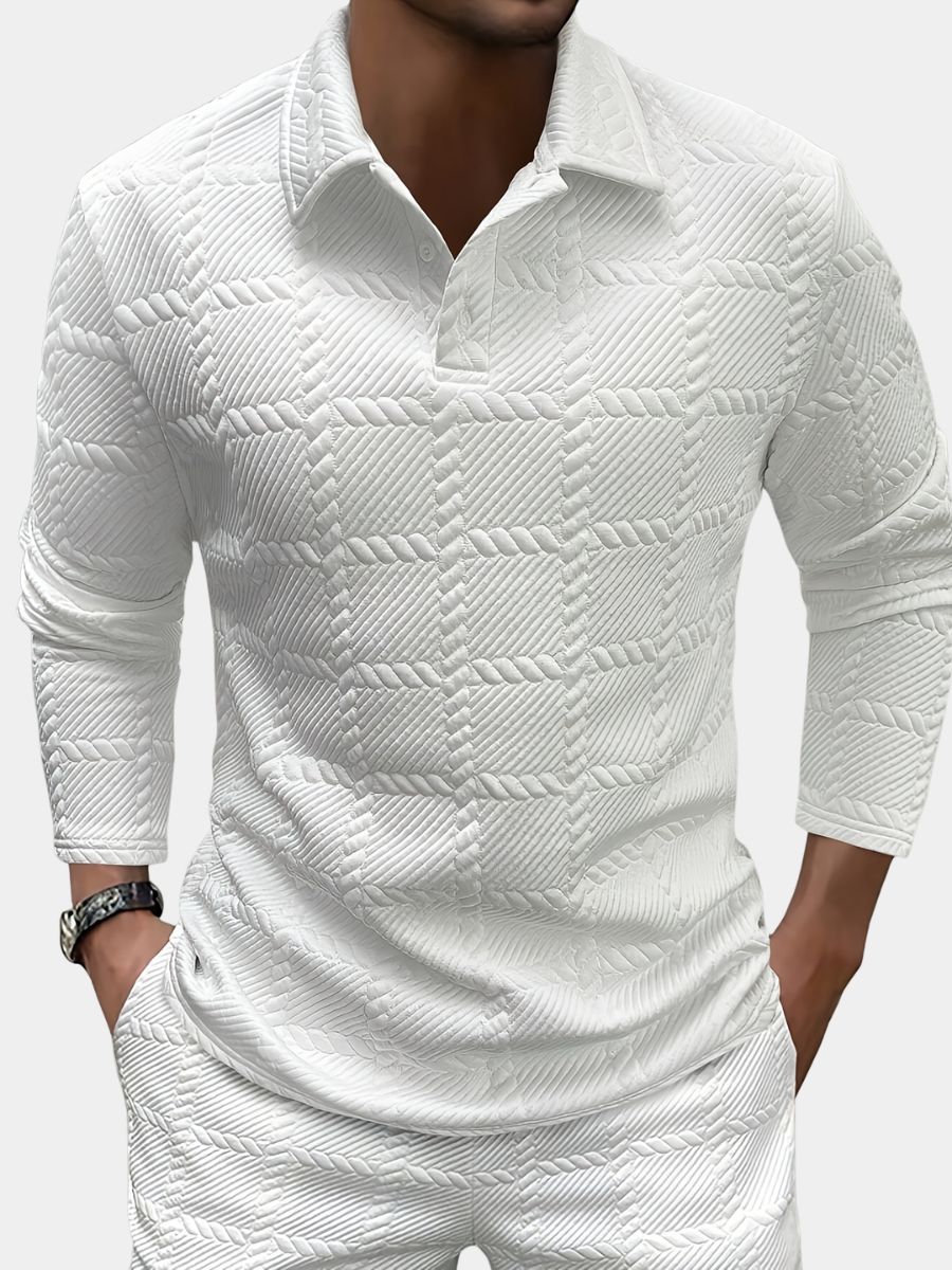 Men's Textured Polo | Long Sleeve